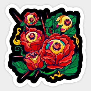 Thorny Red Rose and Eyes of Love Sticker